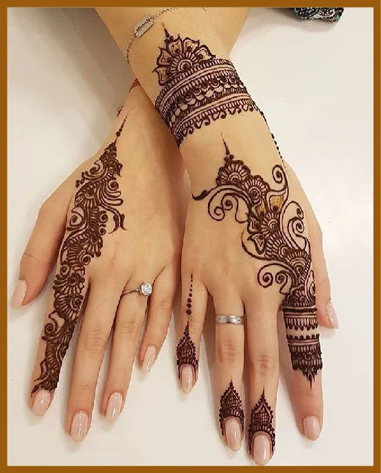 Finger To Wrist Aesthetic Back Hand Mehndi Design